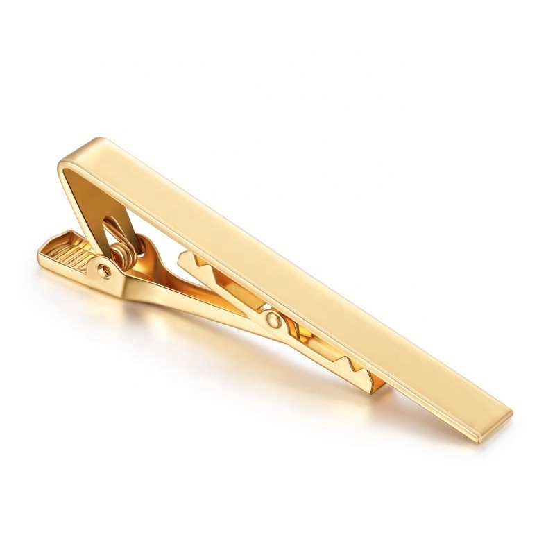 Wholesale China Supplier Blank Tie Clip Tie Bar  With Custom Logo Brass tie bars set 18K real gold plating