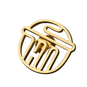 Small batch customization of high-end stainless steel real gold-plated safety pin brooch magnet lapel pins