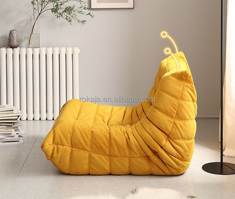 Popular Caterpillar Tatami Small Sofa Chair Frosted Fabric Leather Balcony Chaise Lounge Chair 1 2 3 Seater Design Creative