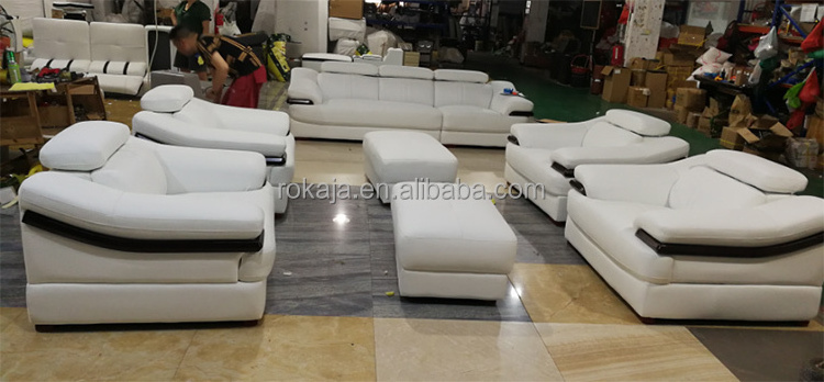 Hot Sale Smart L-Shape Combination Sofa Leather Wooden Living Room Sofa Set Modern Furniture Sofa With Wireless Charging