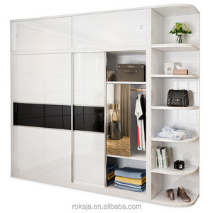 Modern White Wooden Wardrobe With Mirror Minimalist Push And Pull 2 Door Wardrobes Fashion Clothes Cabinet