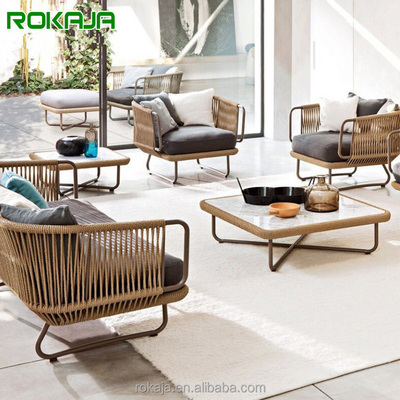 Woven Rope Rattan Outdoor Wicker Chair Sofa Outdoor Furniture Sofa Set New Design Holiday Garden Furniture Sectional