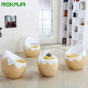 Creative Design Fiberglass Egg Chair Leisure Egg Coffee Table Chair Set Living Room Lounge Area Kids Lounge Chair