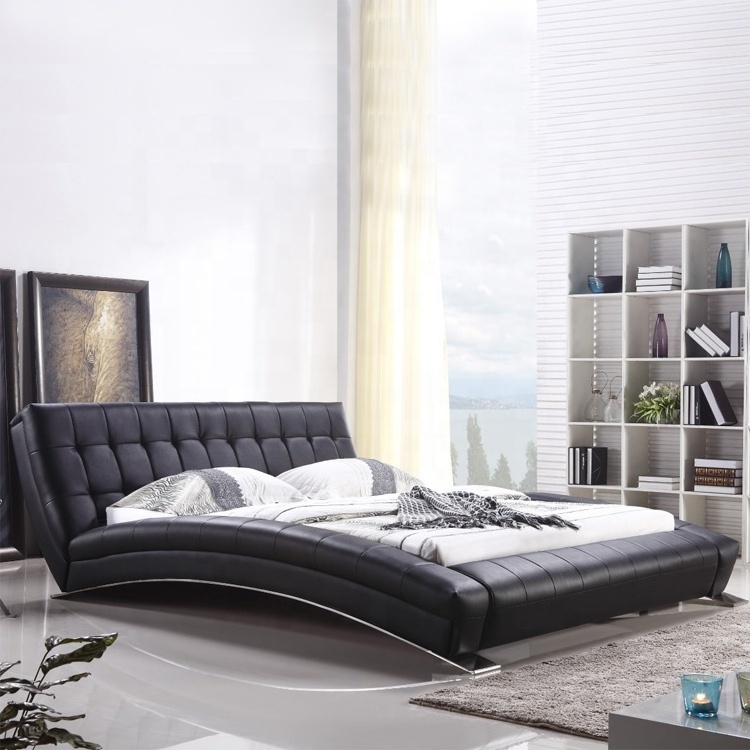 Pakistani Bedroom Set New Design Sexy Bed Sets Black Leather Stainless Steel Base Beds Furniture