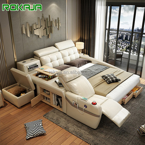 Modern Multifunctional Bed With Usb Electric Massage Sofa Chair Beds Design Set Leather Bedroom Set Furniture