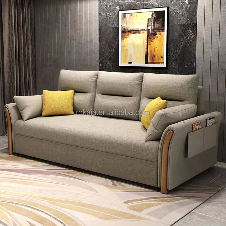 Modern Folding Sofa Bed Fabric Stretch Sofa Bed with Storage Space Living Room Bedroom Multifunctional Sofa Bed