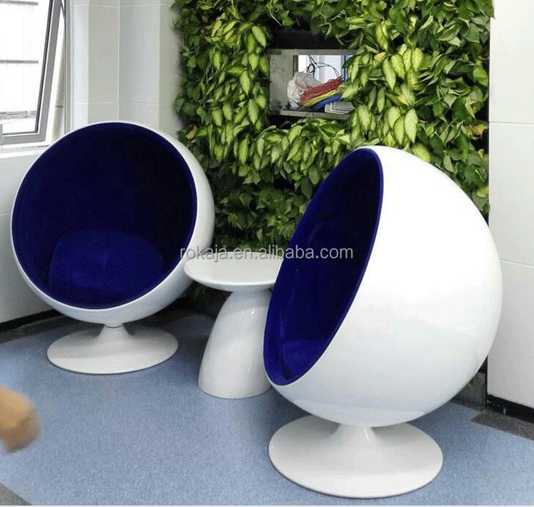 Unique Design Egg Chair Modern Living Room Furniture Round Sphere Leisure Chair Fiberglass Velvet Ball Single Chair