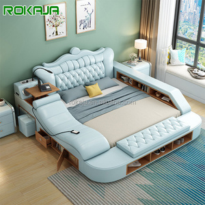 Luxury Model Furniture Adult Princess Bedroom Multifunctional Automatic Massage Bed With Storage Modern