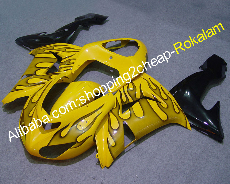 ZX 10R 06 07 Motorcycle Fairings For Kawasaki ZX-10R 2006 2007 ZX10R Black Flame Yellow Body Fairing Kit