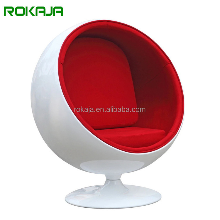 Unique Design Egg Chair Modern Living Room Furniture Round Sphere Leisure Chair Fiberglass Velvet Ball Single Chair