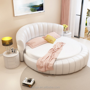 Round Pink Leather Bedroom Furniture Lovely Beds For Kids Modern Royal Princess Bed Set