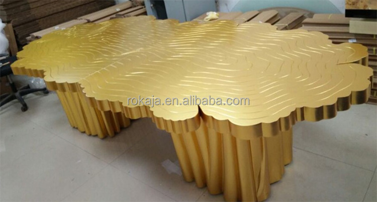 Luxury Tree Trunk Design Unique Dining Table Set Curved Gold Stainless Steel Polished Mirror 8 10 12 Seats Dinner Table