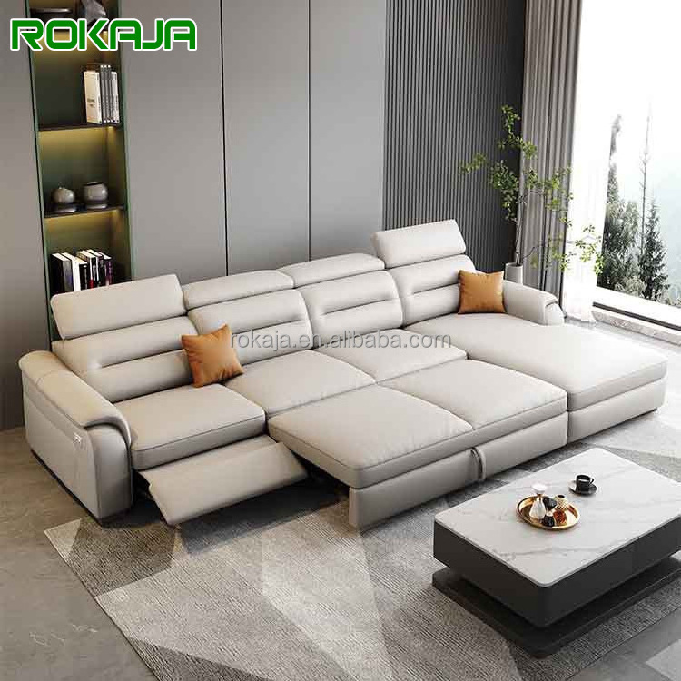 Luxury Smart Sofa With Trundle Bed Multifunctional Electric Telescopic Sofa USB Charging Italian Combination Sofa Wholesales