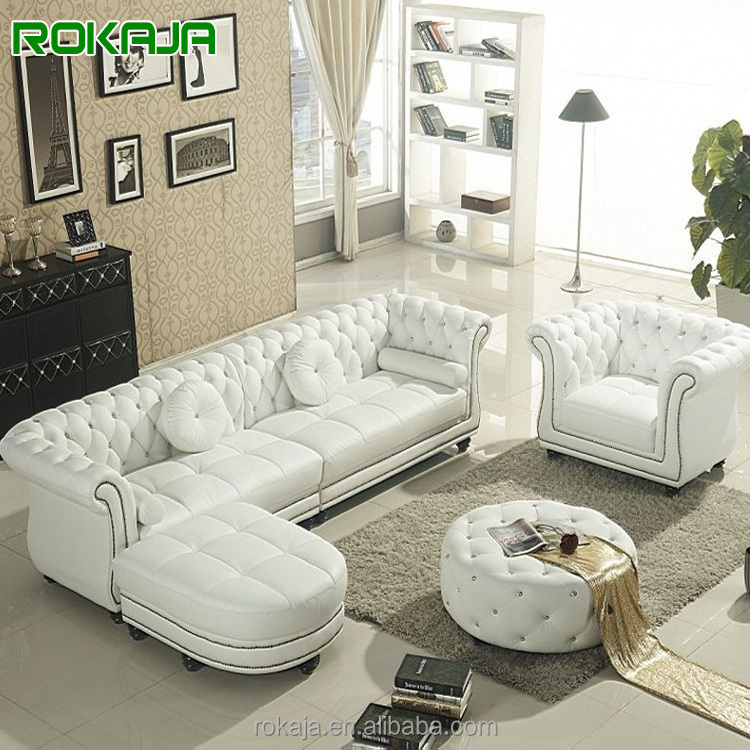 Italian L Shape Chesterfield Sofa,Modern Leather Sofa Set,321 Seat Scandinavian Design Living Room Sofas