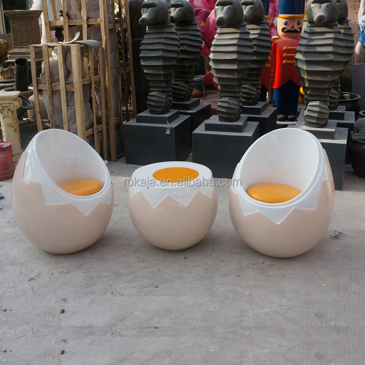 Creative Design Fiberglass Egg Chair Leisure Egg Coffee Table Chair Set Living Room Lounge Area Kids Lounge Chair