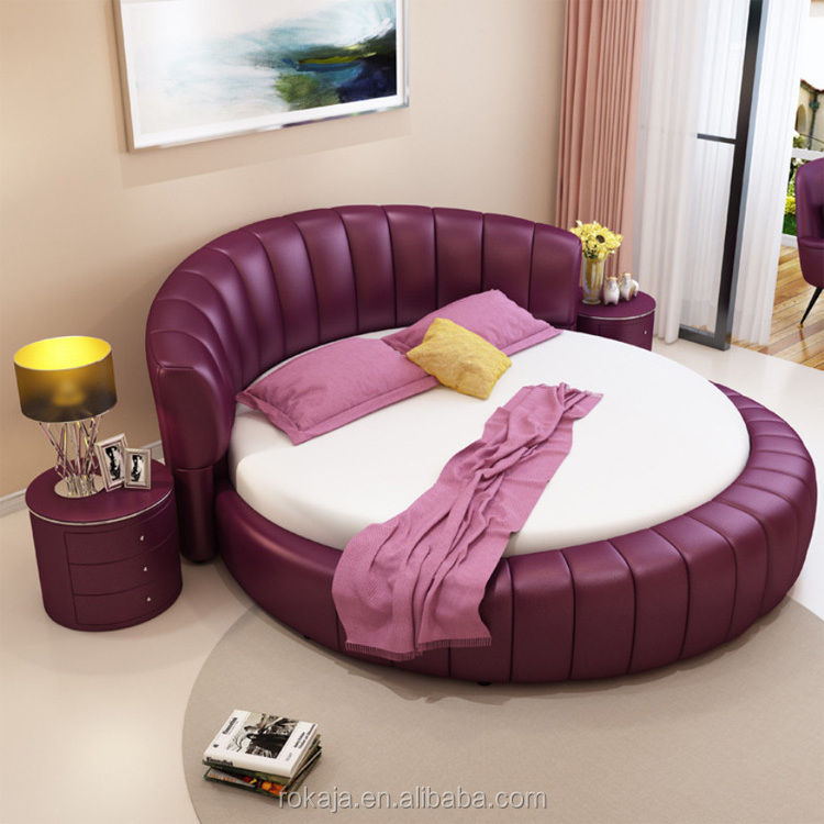 Round Pink Leather Bedroom Furniture Lovely Beds For Kids Modern Royal Princess Bed Set