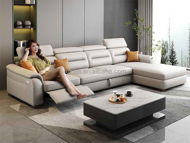 Luxury Smart Sofa With Trundle Bed Multifunctional Electric Telescopic Sofa USB Charging Italian Combination Sofa Wholesales