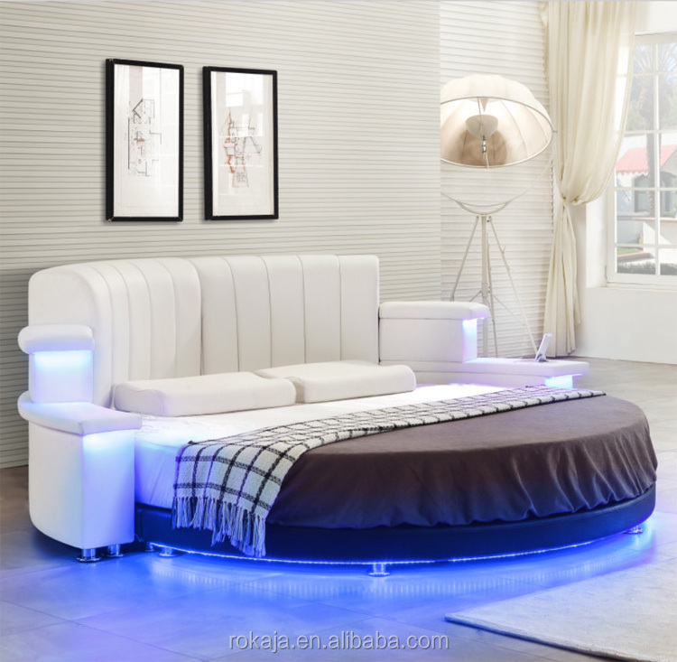 Luxury Double Music Bedroom Set Simple LED Round Bed Sets Bed Room Set Cheap Modern Home Furniture