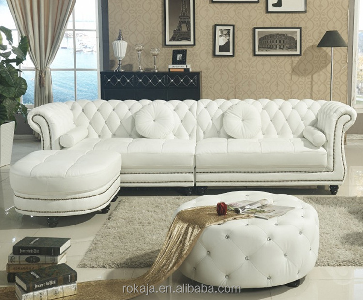 Italian L Shape Chesterfield Sofa,Modern Leather Sofa Set,321 Seat Scandinavian Design Living Room Sofas