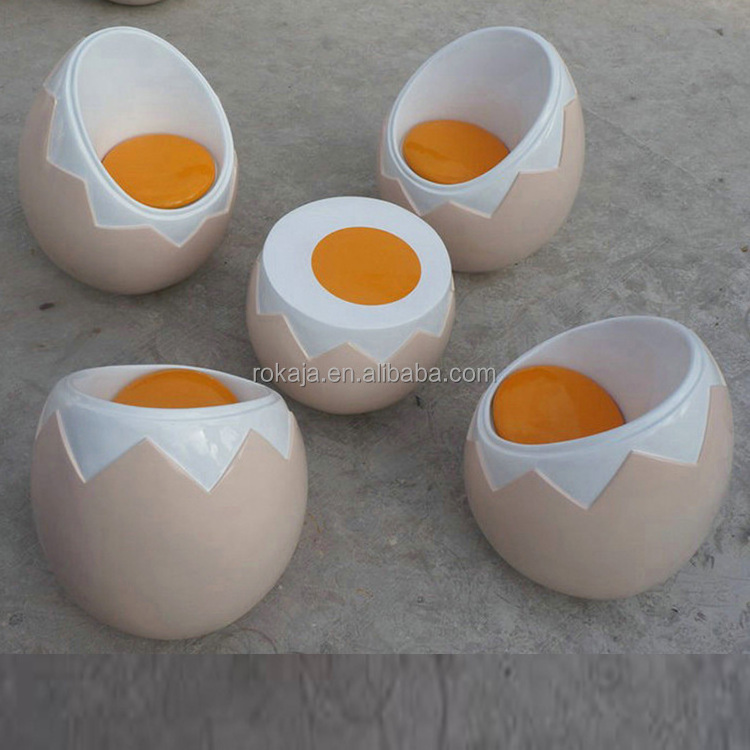 Creative Design Fiberglass Egg Chair Leisure Egg Coffee Table Chair Set Living Room Lounge Area Kids Lounge Chair