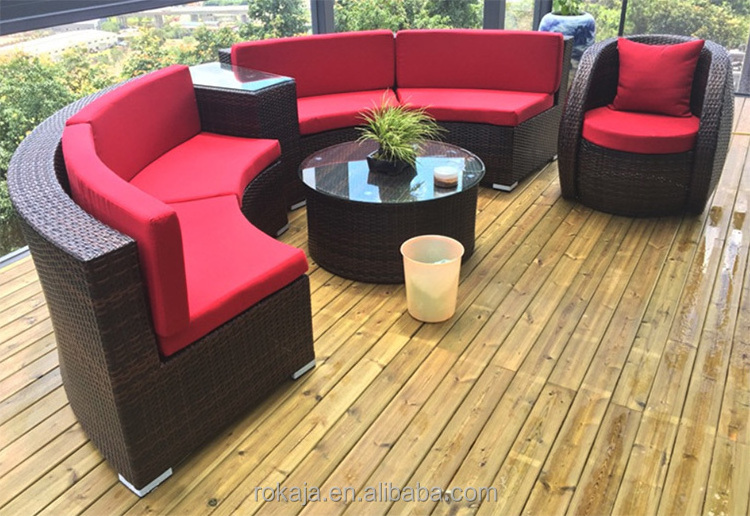 Outdoor Round Rattan Sofa Semi-Circular Sofa Living Room Combination Furniture Leisure Rattan Curved Sofa