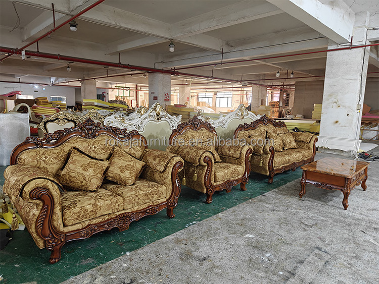 European Retro Fabric Sofa Set Luxury Royal 1+2+3 Seat Sofa Set Living Room Hotel Villa Hotel High-End Solid Wood Sofa