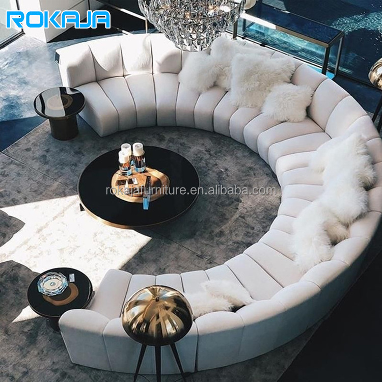 Modern Design U-Shaped Round Sectional Sofa Large Size 7-Seater Sofa Set Hotel Reception Lobby Leisure Fabric Sofa