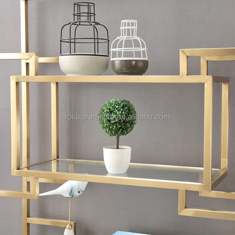 High Quality Stainless Steel Bookshelf Glass Bookshelf Display Shelf Study Office Furniture Wall Floor Bookcase