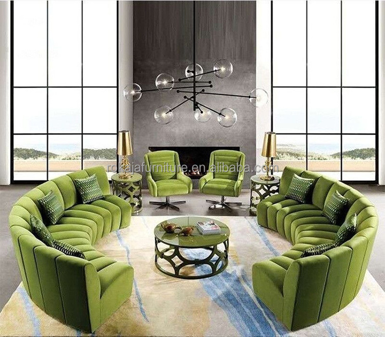 Modern Design U-Shaped Round Sectional Sofa Large Size 7-Seater Sofa Set Hotel Reception Lobby Leisure Fabric Sofa