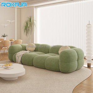 High Quality Green Fabric Sofa Set Marshmallow Shape Sponge Filling Sectional Sofa Modern Living Room Furniture  Sofa Set