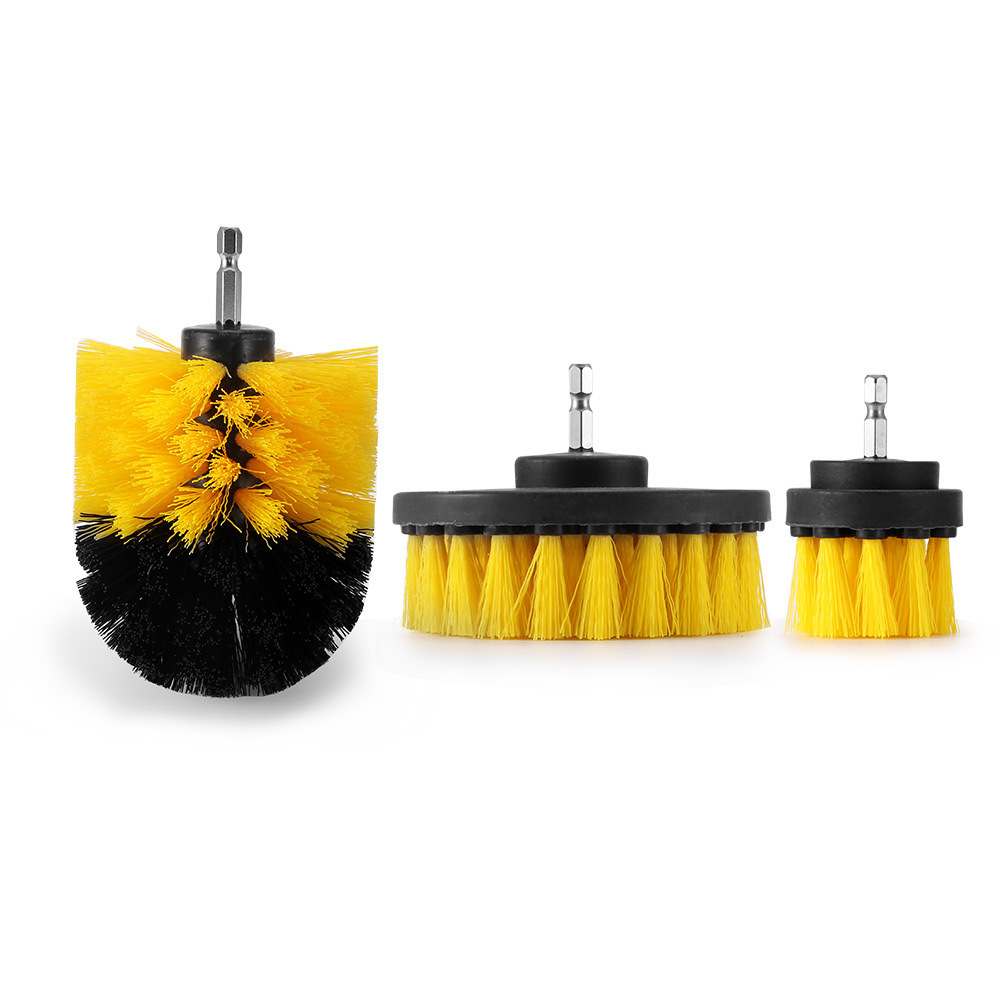 3Pcs/Set Electric Scrubber  Drill  Kit Plastic Round Cleaning tools For Carpet Glass Car Tires Nylon Brushes 2/3.5/4''