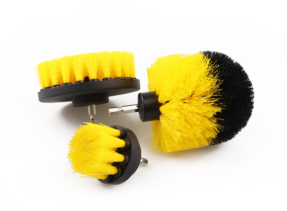 3Pcs/Set Electric Scrubber  Drill  Kit Plastic Round Cleaning tools For Carpet Glass Car Tires Nylon Brushes 2/3.5/4''