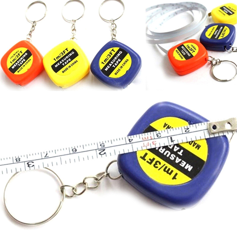 Automatic shrinking square small tape measure keychain pendant portable portable mini steel ruler labeling gift ruler 1 meter ru