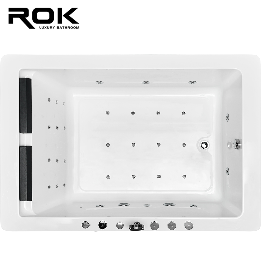 Rokbath WB-5025 two person indoor spa whirlpool massage bathtub acrylic material with waterfall and air bubble