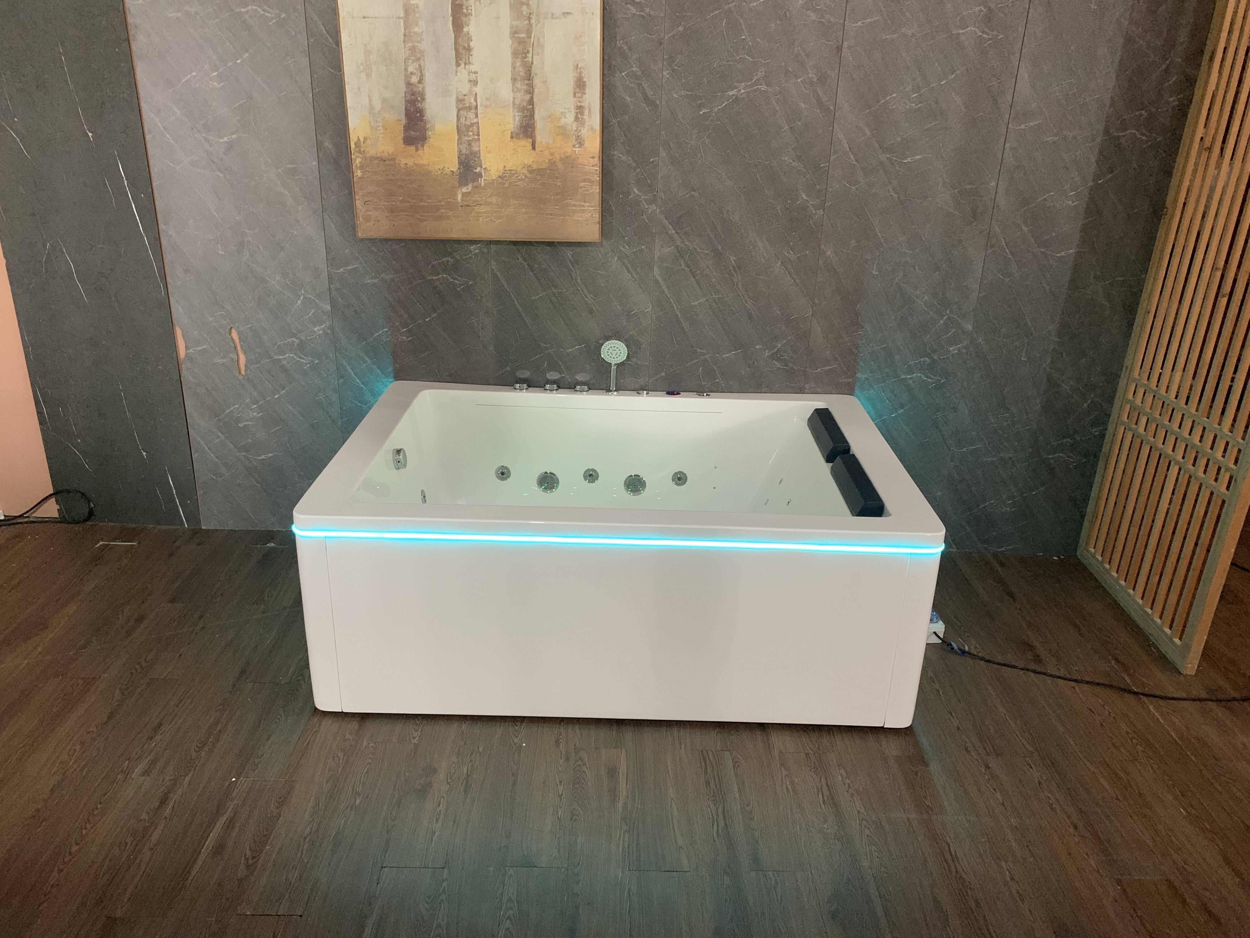 Rokbath WB-5025 two person indoor spa whirlpool massage bathtub acrylic material with waterfall and air bubble