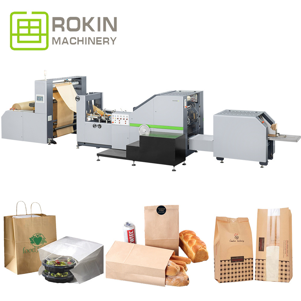 ROKIN BRAND kraft paper bag making machine kraft paper bag production machine paper bag making machine complete