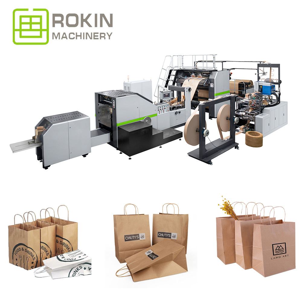 ROKIN BRAND Custom personalized paper bag making machine is used for producing clothes shopping paper bag paper bag machine usa