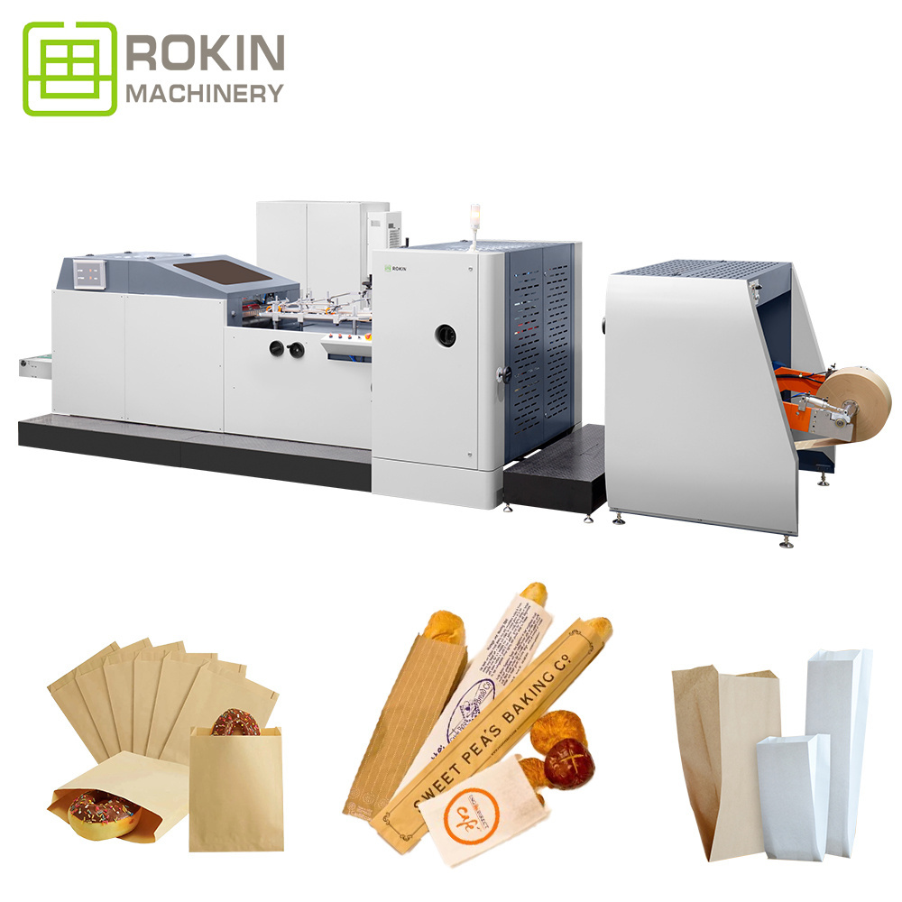 ROKIN BRAND China Full Automatic V Bottom Kraft Food Paper Cement Bag Making Machine Production Line Price in China