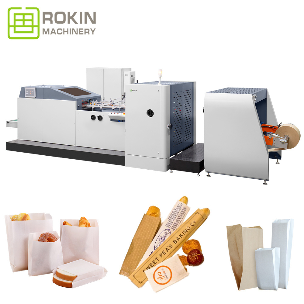 ROKIN BRAND China Full Automatic V Bottom Kraft Food Paper Cement Bag Making Machine Production Line Price in China