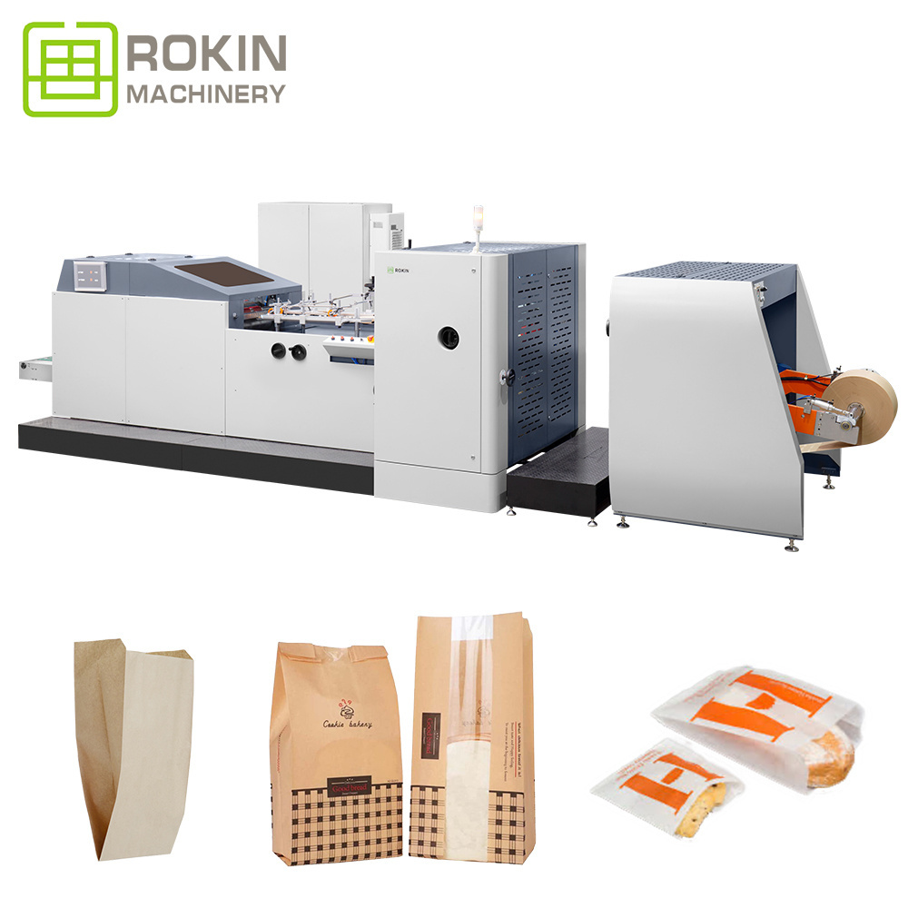 ROKIN BRAND China Full Automatic V Bottom Kraft Food Paper Cement Bag Making Machine Production Line Price in China