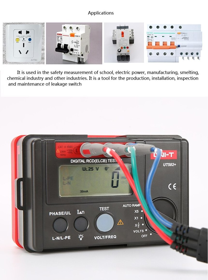 UT582+ Digital RCD (ELCB) Tester Voltage Tester Leakage Switch Tester