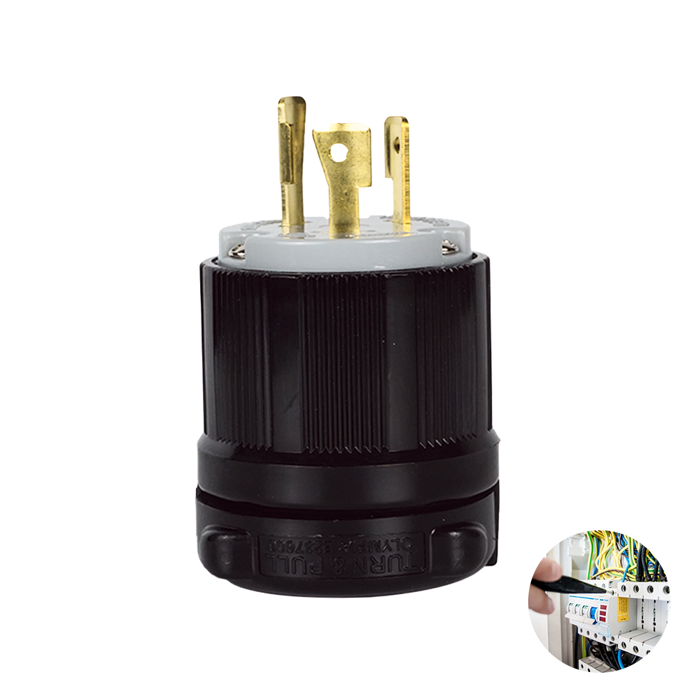 High efficiency NEMA L6-20P 250V 20A Locking Plug featuring Keyed plug secure bastion for Outdoor lighting