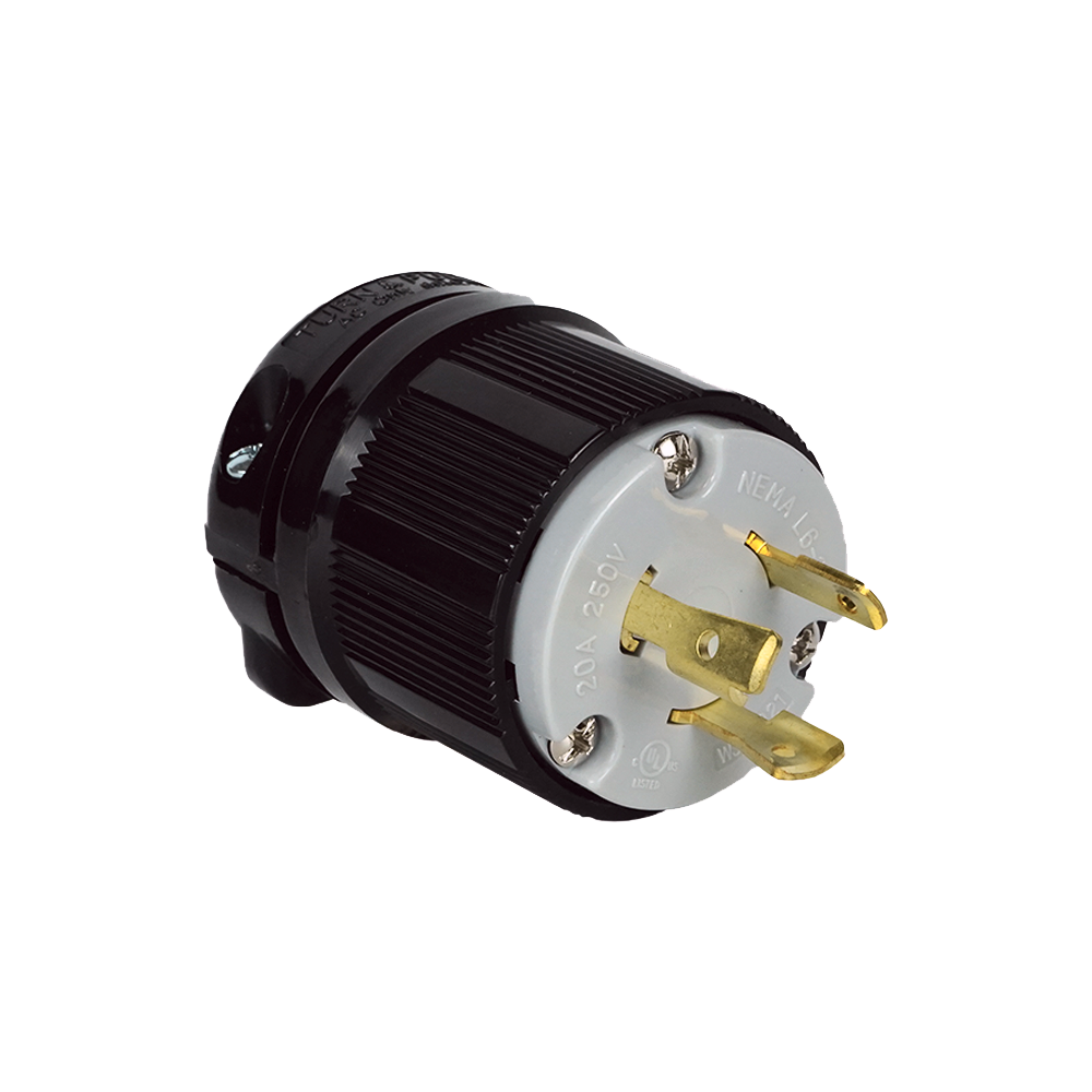 High efficiency NEMA L6-20P 250V 20A Locking Plug featuring Keyed plug secure bastion for Outdoor lighting