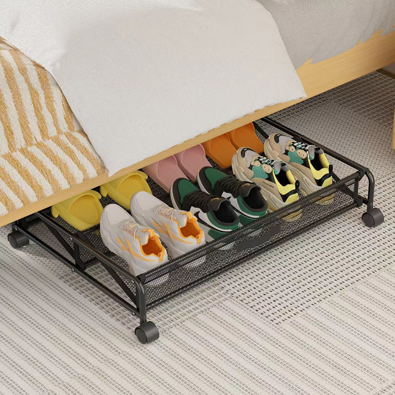 Rolling Under Bed Storage Containers for Shoes Metal Shoe Rack Organizer Bedroom Organization