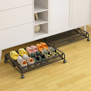 Rolling Under Bed Storage Containers for Shoes Metal Shoe Rack Organizer Bedroom Organization