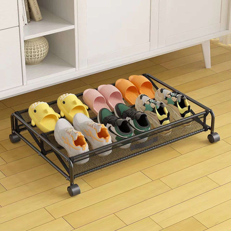 Rolling Under Bed Storage Containers for Shoes Metal Shoe Rack Organizer Bedroom Organization