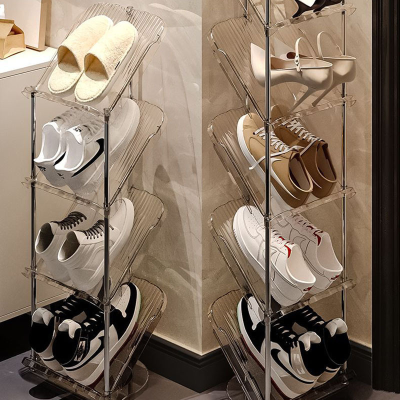 Durable Plastic Free Standing Shoe Racks With Stainless Steel Bracket, Shoe Shelf Organizer For Entryway