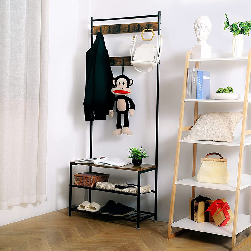 Clothing Rack, Free-Standing Heavy Duty Storage Closet with 5 Shelves and Hanging Rod for Small Spaces