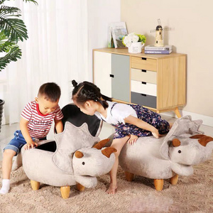 Creative fashion children's sofa stool, dinosaur rhinoceros living room shoe changing stool, solid wood storage bench