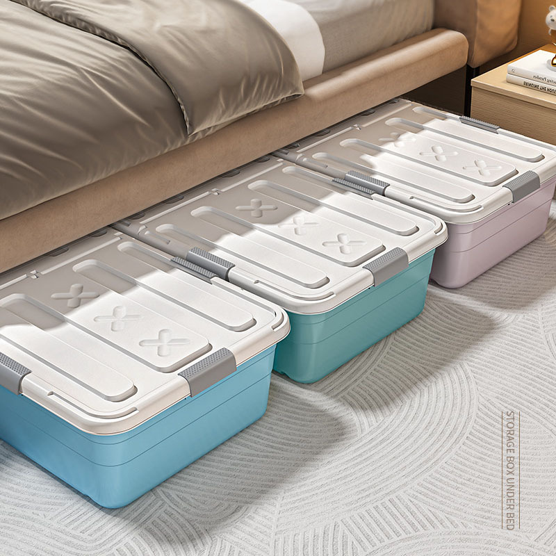 Dorm Stackable Rolling Storage Drawers With Wheels, Under Bed Storage Containers With Lid For Clothes, Toys, Blankets